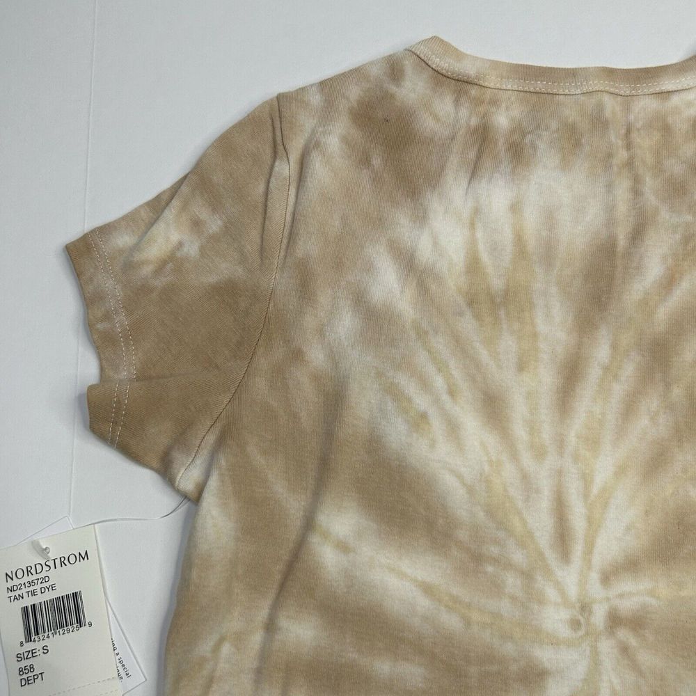 Vinyl Icons Women's Tan Tie-dye Crop Top Size Small NWT w/Few Marks Sun Moon - Picture 12 of 12